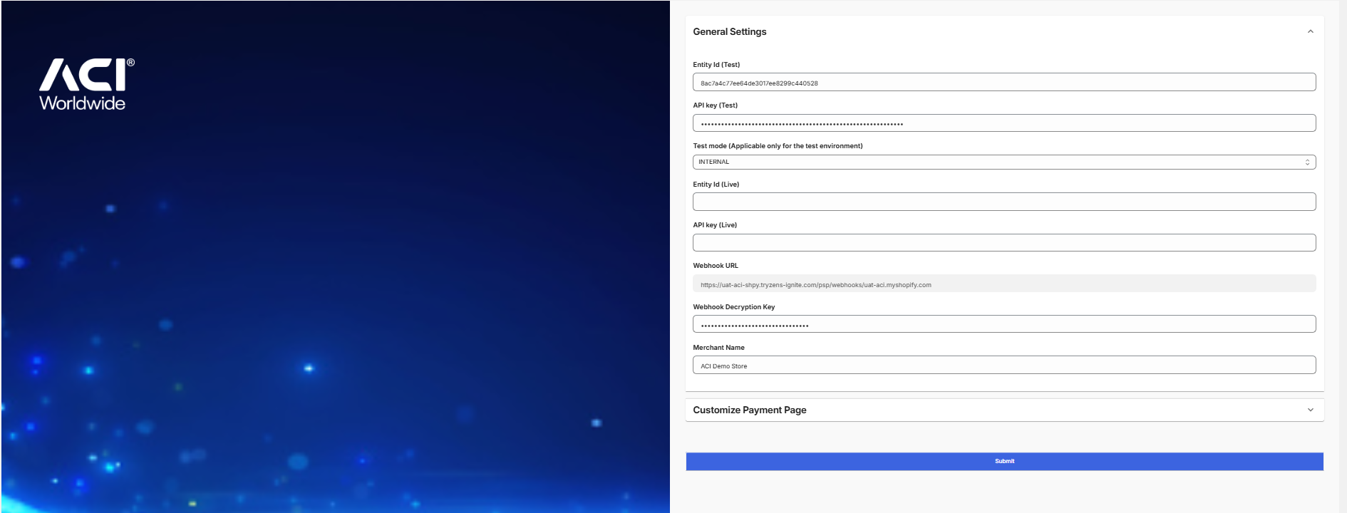 Shopify (PayUnity.Flex): Sample Configuration